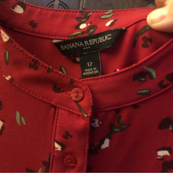 Banana Republic Button Down Shirt Dress, Red Pattern, Size 12 - Picture 3 of 9